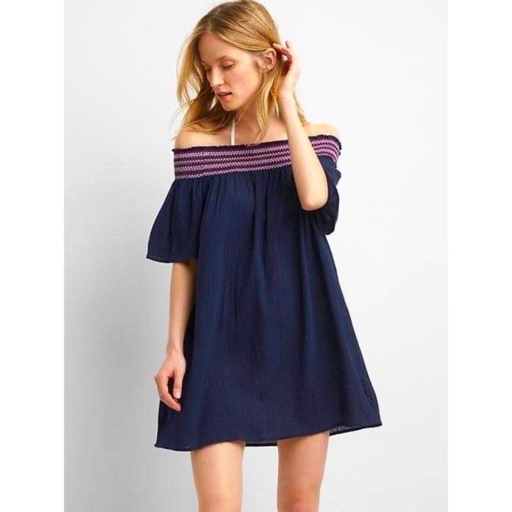 GAP | Off-The-Shoulder Crepe Navy Coverup - EUC